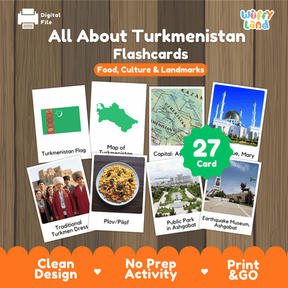 All About Turkmenistan Flashcards | Food, Culture, and Landmarks Geography Activity