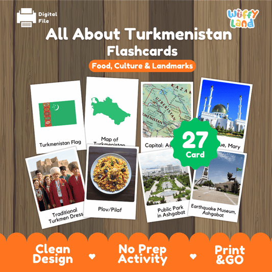 All About Turkmenistan Flashcards | Food, Culture, and Landmarks Geography Activity