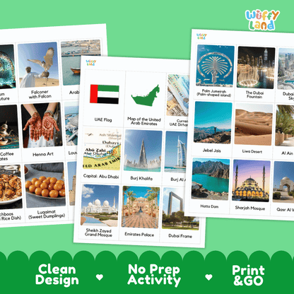 All About UAE Flashcards | United Arab Emirates Food, Culture, and Landmarks Geography Activity