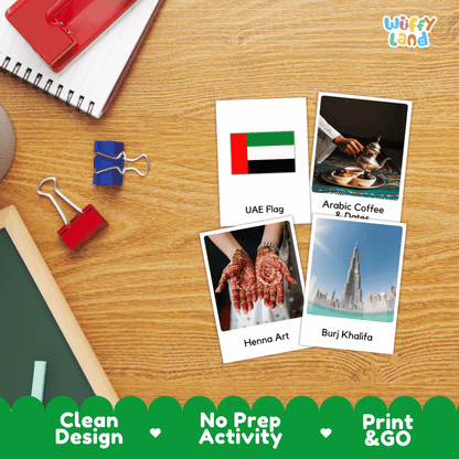 All About UAE Flashcards | United Arab Emirates Food, Culture, and Landmarks Geography Activity