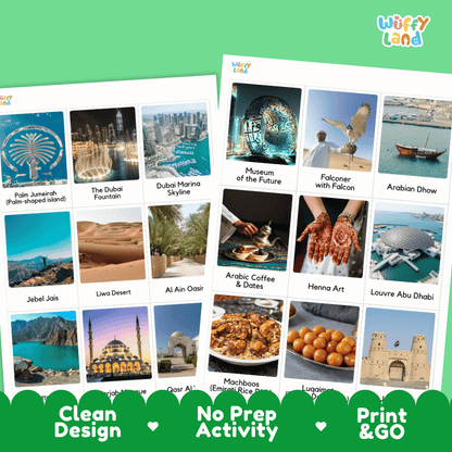 All About UAE Flashcards | United Arab Emirates Food, Culture, and Landmarks Geography Activity