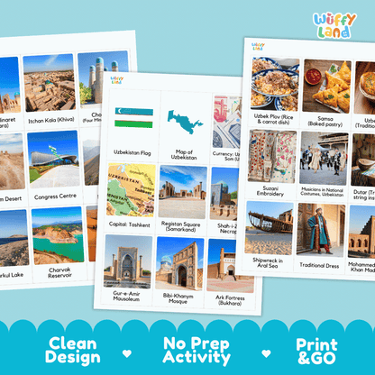 All About Uzbekistan Flashcards | Food, Culture, and Landmarks Geography Activity