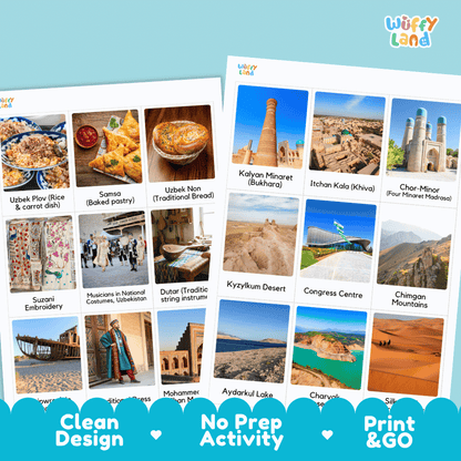 All About Uzbekistan Flashcards | Food, Culture, and Landmarks Geography Activity