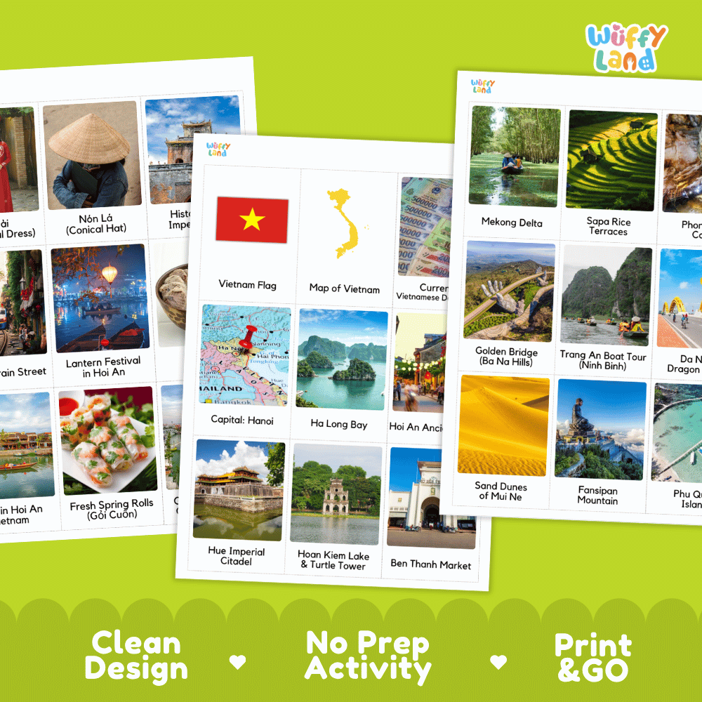 All About Vietnam Flashcards Food Culture and Landmarks Printable Cards