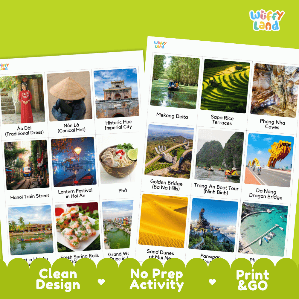 All About Vietnam Flashcards Food Culture and Landmarks Printable Cards