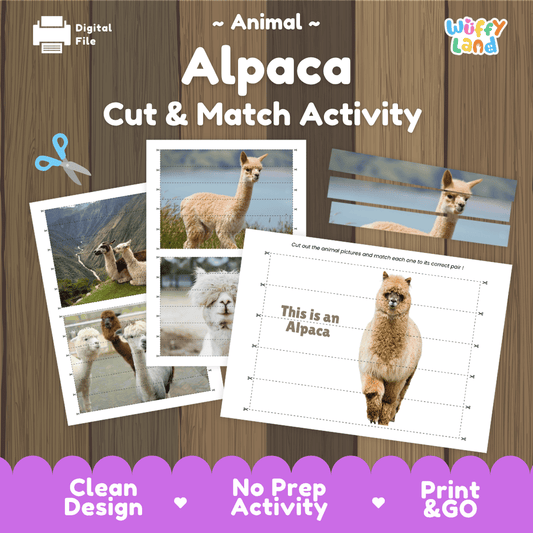 Alpaca Cut and Match Activity Worksheets | Animal Puzzle Printables