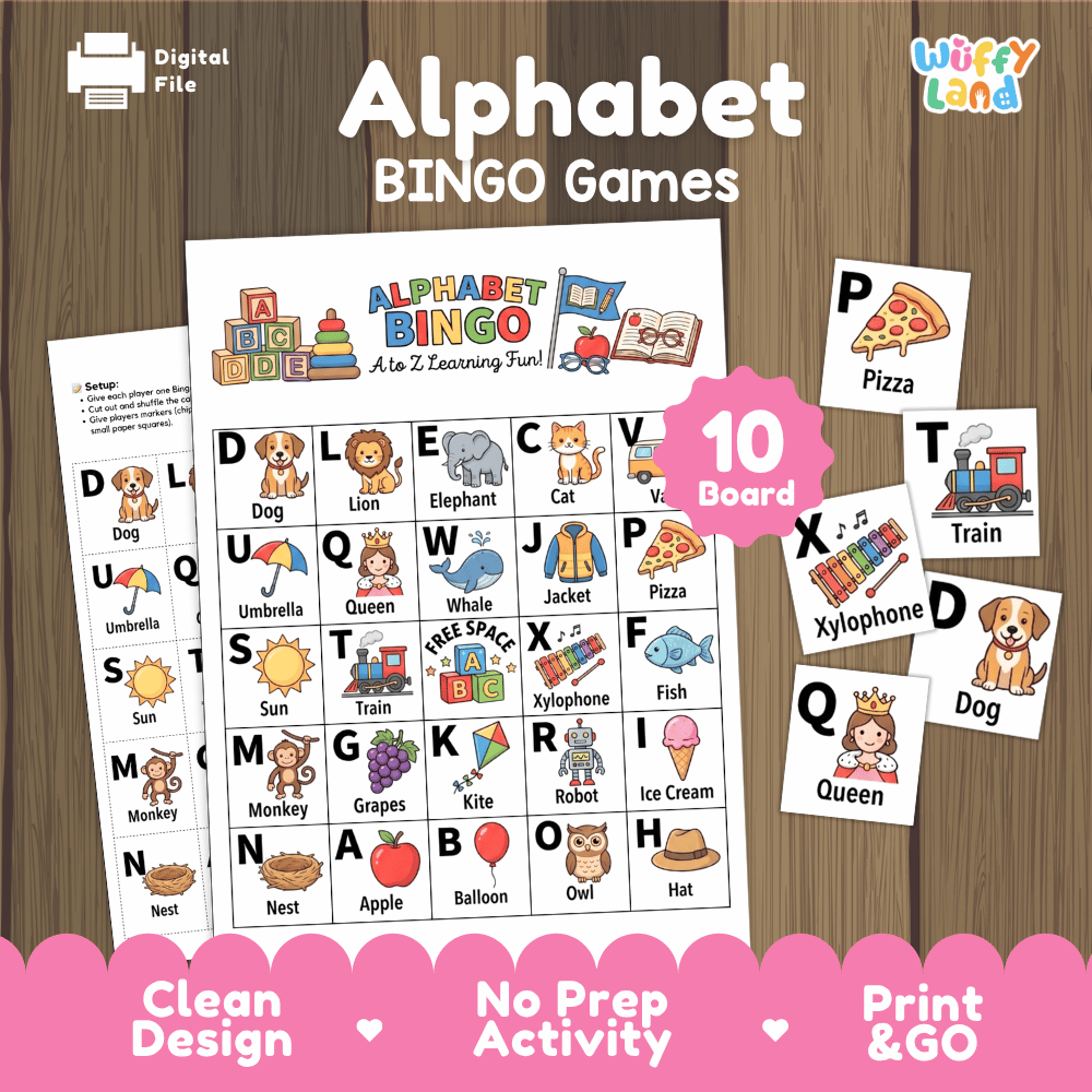 Alphabet Bingo Games Printable Letters and Phonics Activities