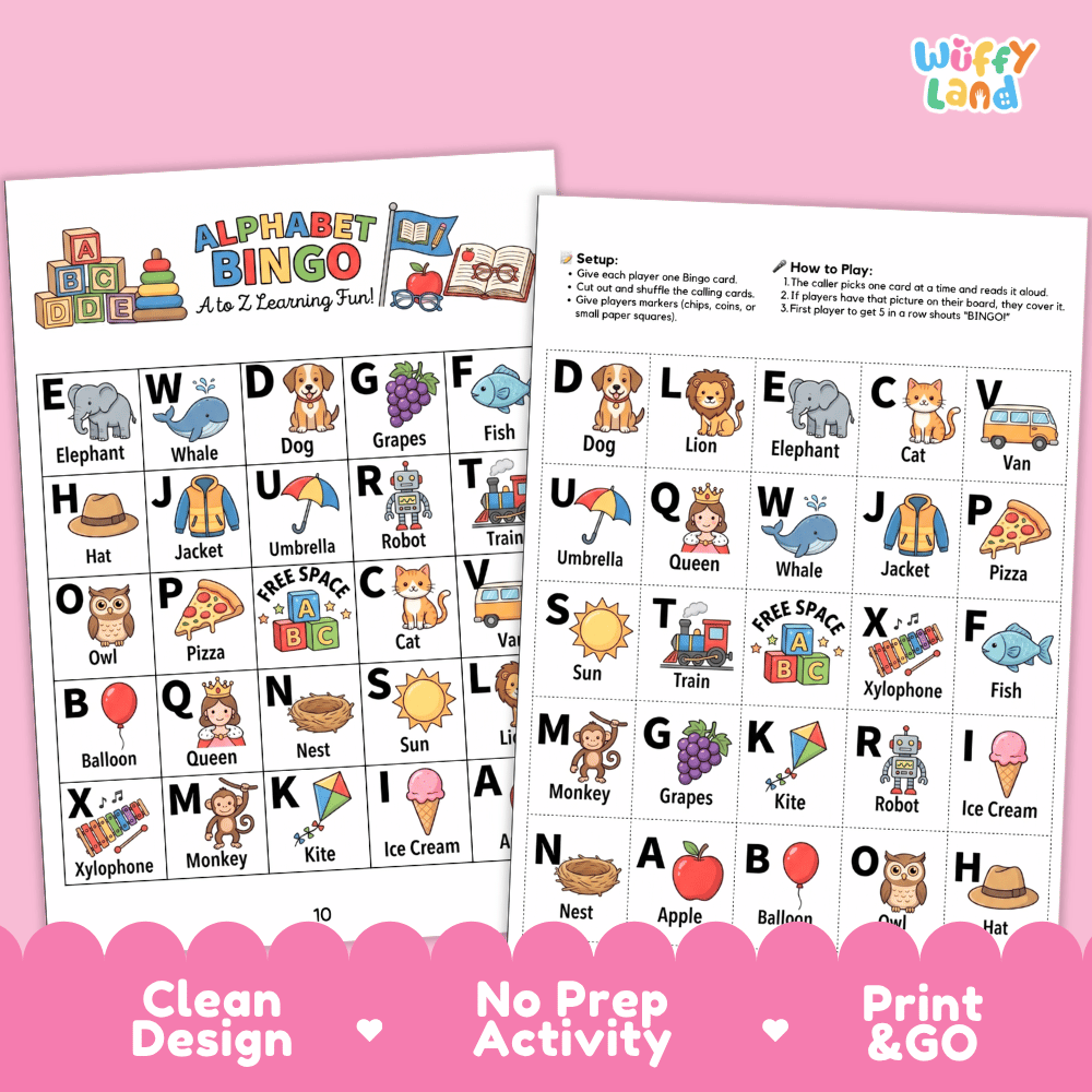 Alphabet Bingo Games Printable Letters and Phonics Activities