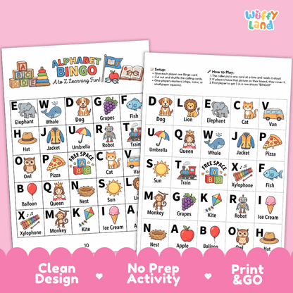 Alphabet Bingo Games Printable Letters and Phonics Activities