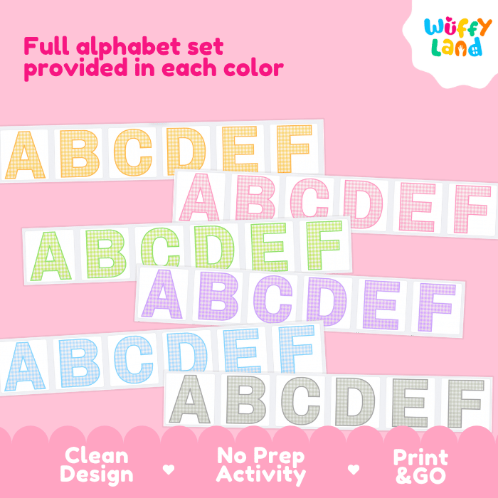Alphabet Clip Art Gingham Letters Classroom Decor Printable Graphics