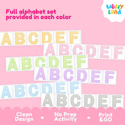Alphabet Clip Art Gingham Letters Classroom Decor Printable Graphics
