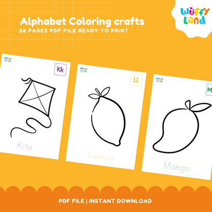 Alphabet Coloring Crafts - A-Z Printable Activities for Kids
