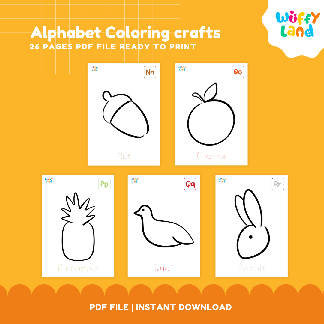 Alphabet Coloring Crafts - A-Z Printable Activities for Kids