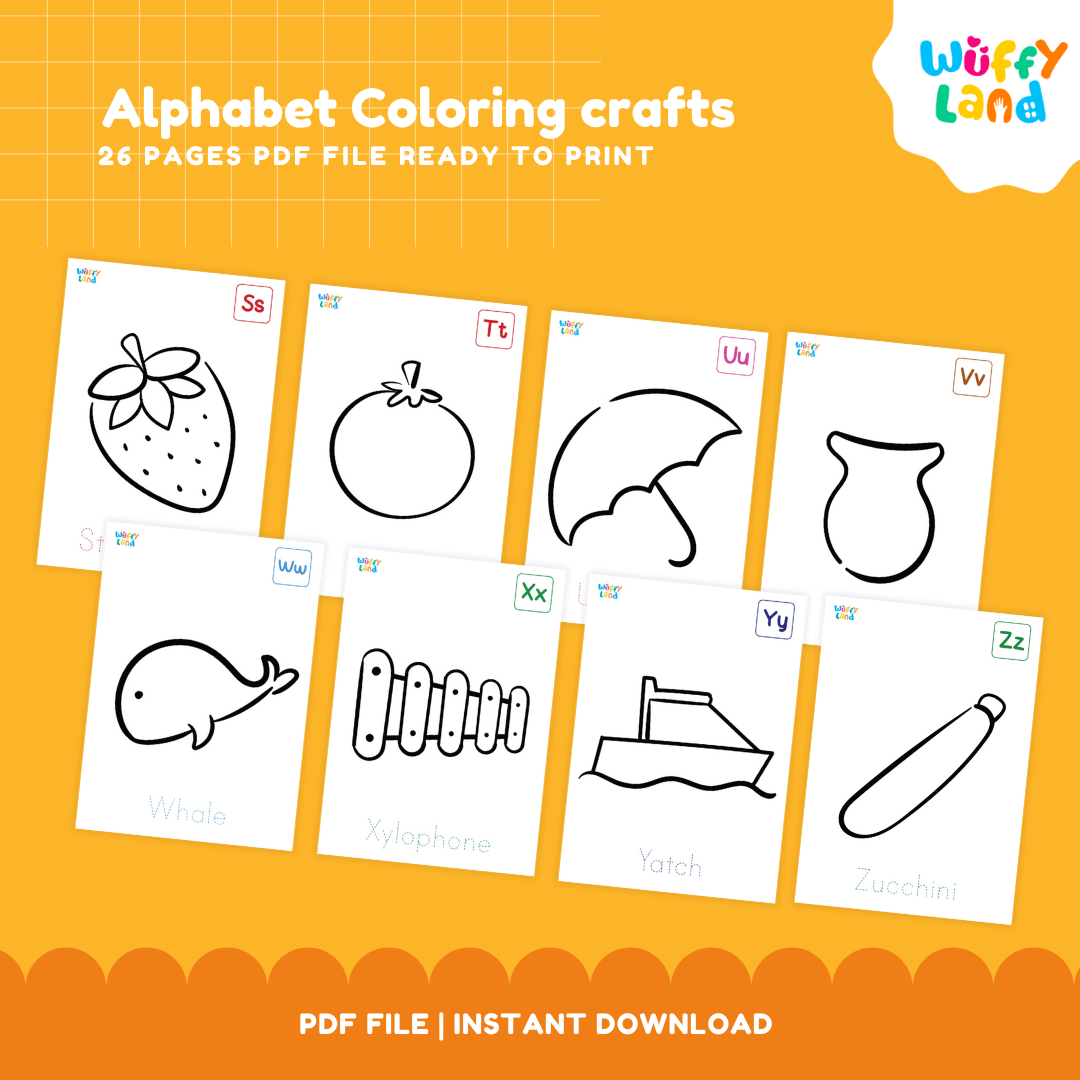 Alphabet Coloring Crafts - A-Z Printable Activities for Kids