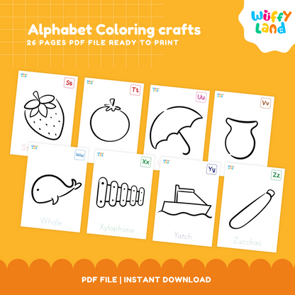 Alphabet Coloring Crafts - A-Z Printable Activities for Kids