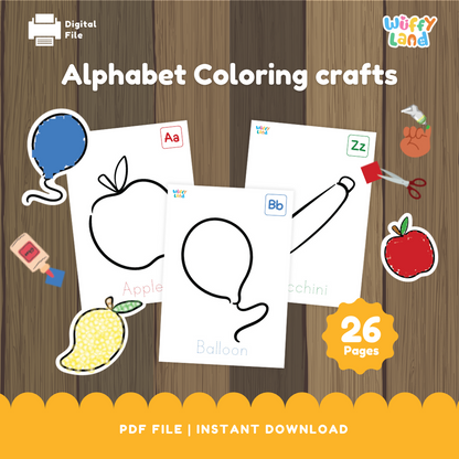 Alphabet Coloring Crafts - A-Z Printable Activities for Kids