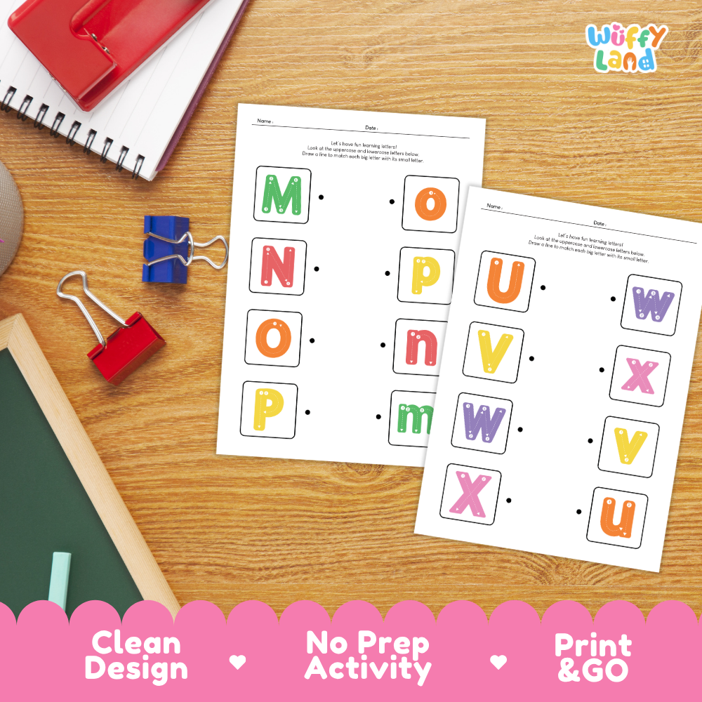 Alphabet Uppercase and Lowercase Matching Worksheets