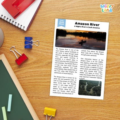 Amazon River Landmark Reading Passage and Comprehension Questions Worksheets