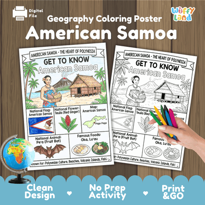 American Samoa Geography Coloring Poster Worksheets