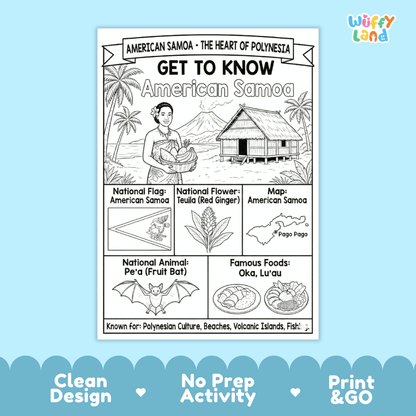 American Samoa Geography Coloring Poster Worksheets