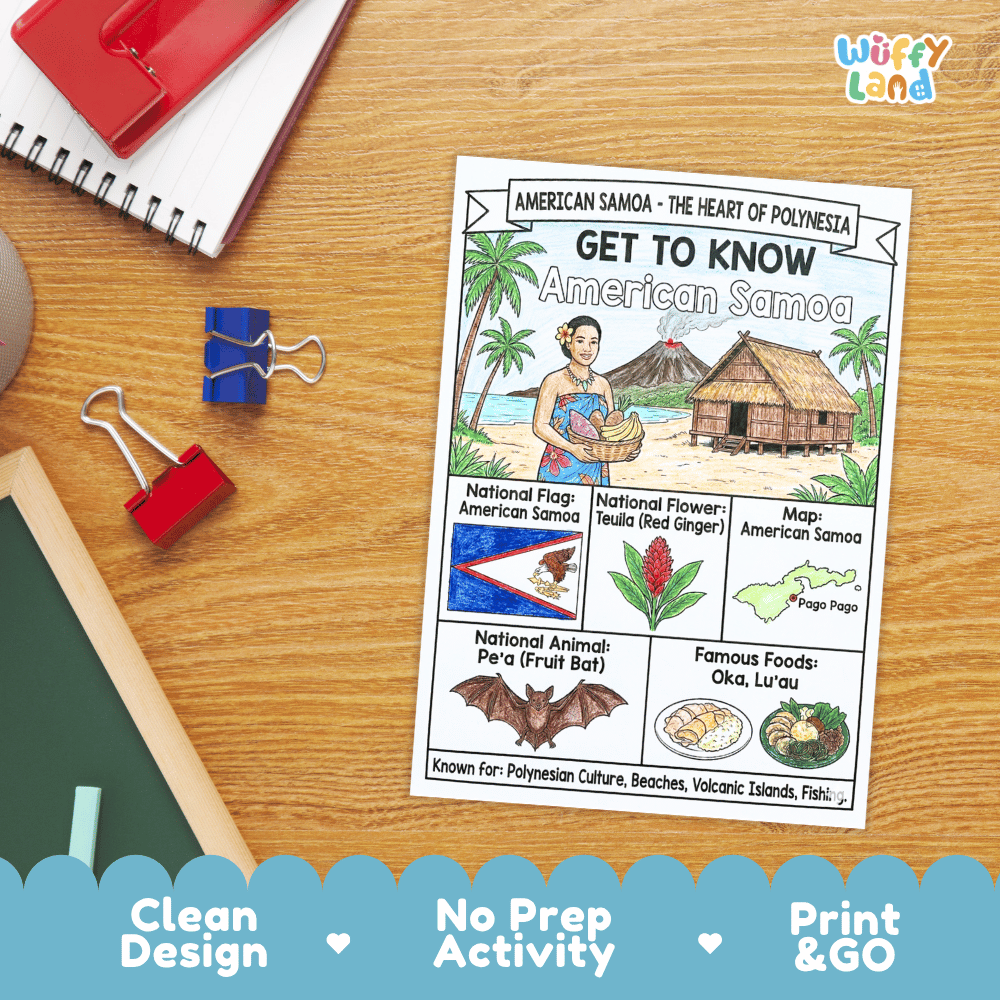 American Samoa Geography Coloring Poster Worksheets