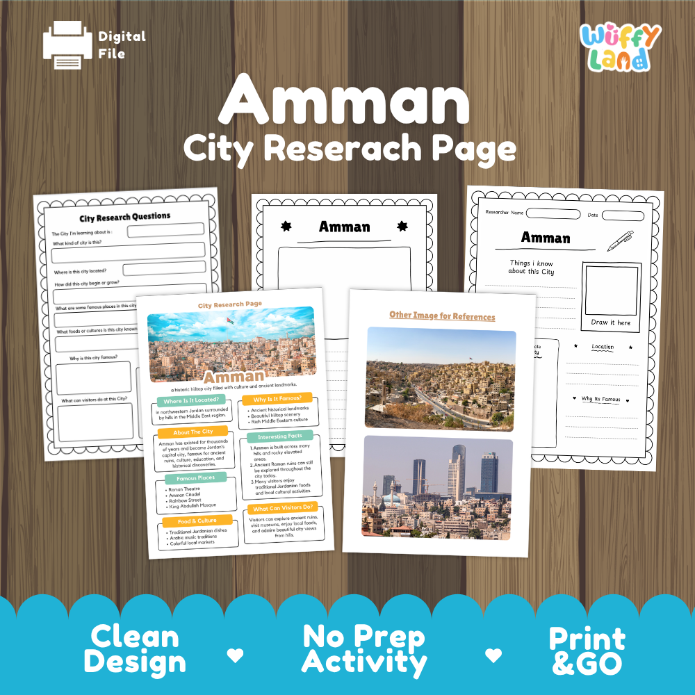 Amman City Research Worksheets and Fact Sheet