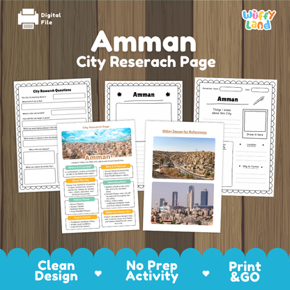 Amman City Research Worksheets and Fact Sheet