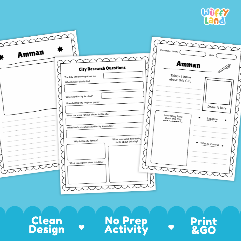 Amman City Research Worksheets and Fact Sheet
