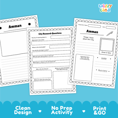 Amman City Research Worksheets and Fact Sheet
