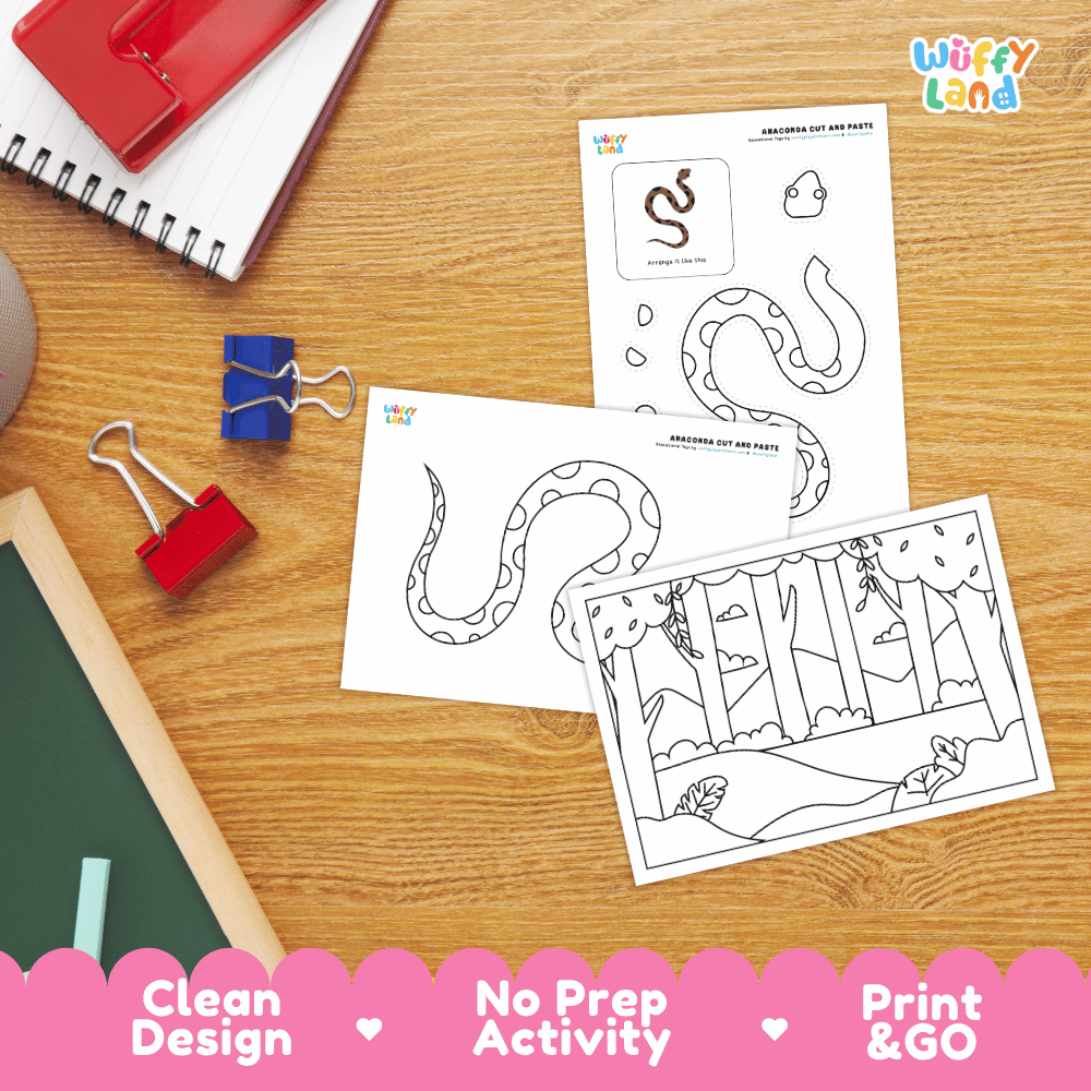Anaconda Cut and Paste Coloring Activity Worksheets