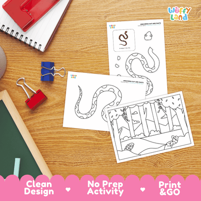 Anaconda Cut and Paste Coloring Activity Worksheets