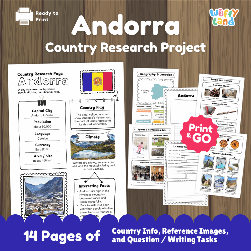 Andorra Country Research Project Worksheets