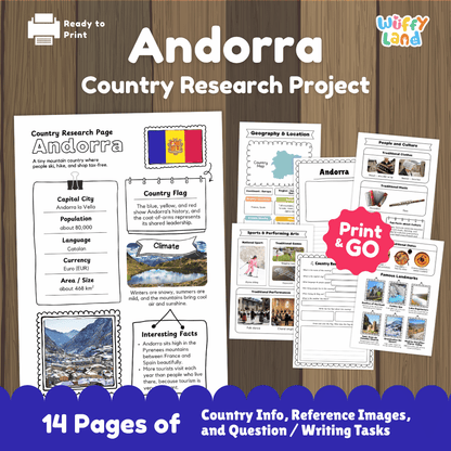 Andorra Country Research Project Worksheets