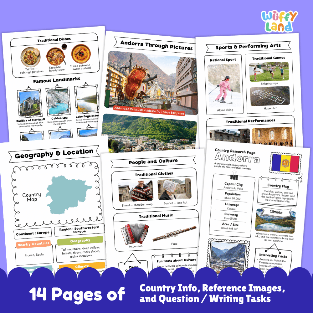 Andorra Country Research Project Worksheets