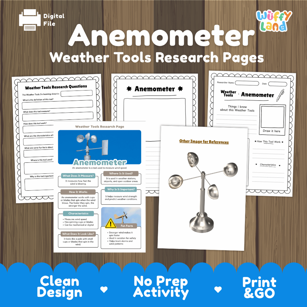 Anemometer Weather Tools Research Pages Worksheets Weather Science Activity