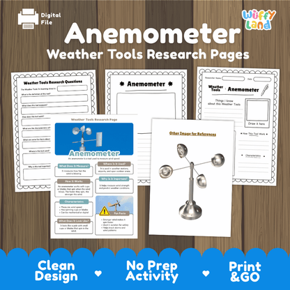Anemometer Weather Tools Research Pages Worksheets Weather Science Activity