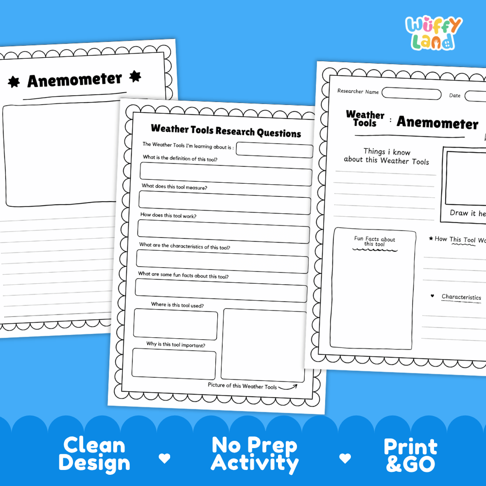 Anemometer Weather Tools Research Pages Worksheets Weather Science Activity