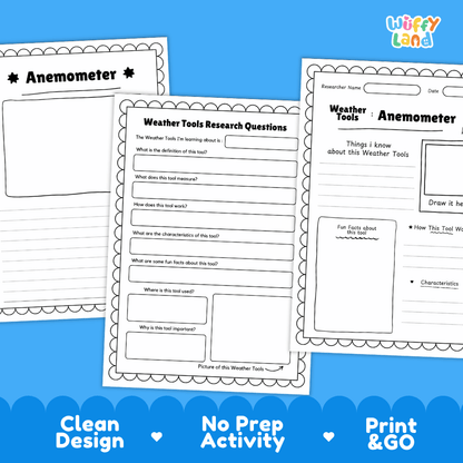 Anemometer Weather Tools Research Pages Worksheets Weather Science Activity