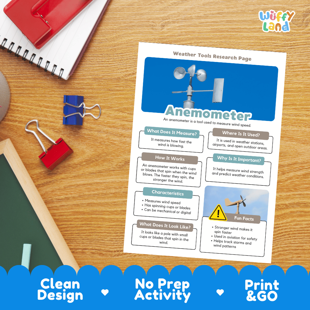 Anemometer Weather Tools Research Pages Worksheets Weather Science Activity