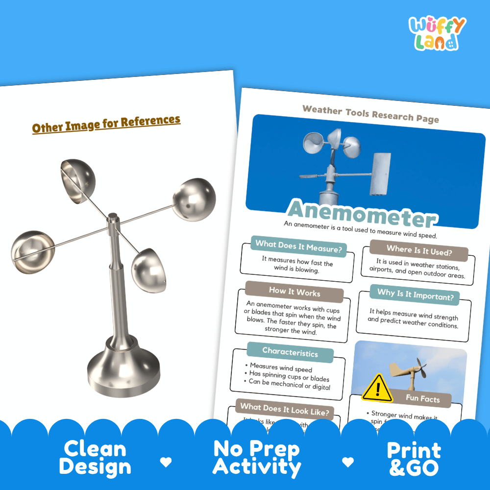 Anemometer Weather Tools Research Pages Worksheets Weather Science Activity