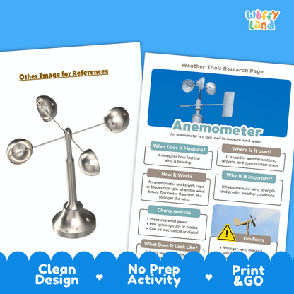 Anemometer Weather Tools Research Pages Worksheets Weather Science Activity