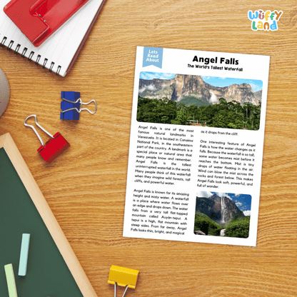 Angel Falls Landmark Reading Passages and Comprehension Worksheets