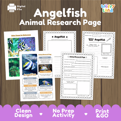 Angelfish Animal Research Page Worksheets