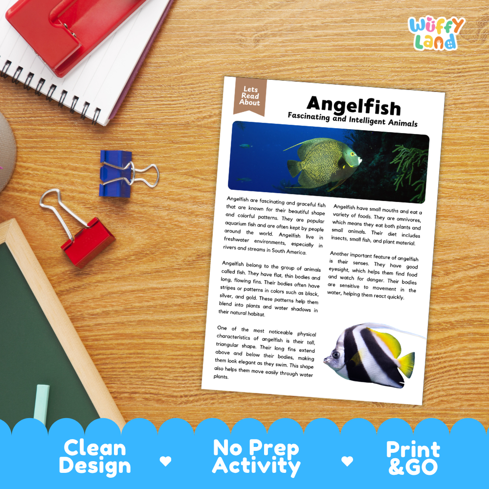 Angelfish Reading Passage and Comprehension Questions Worksheets with Answer Key