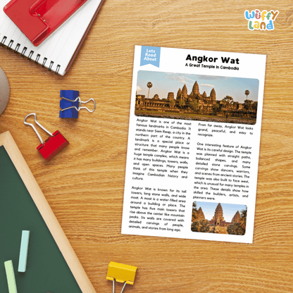 Angkor Wat Landmark Reading Passages and Comprehension Worksheets