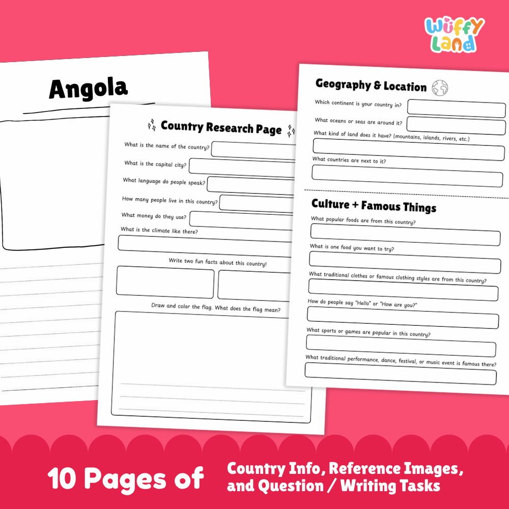 Angola Country Research Project Printable Worksheets and Activities