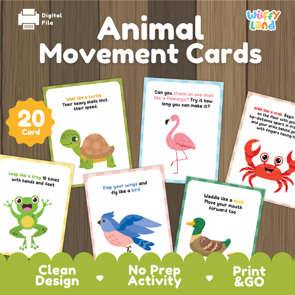 Animal Movement Cards | Gross Motor Brain Break Activity Printable Cards