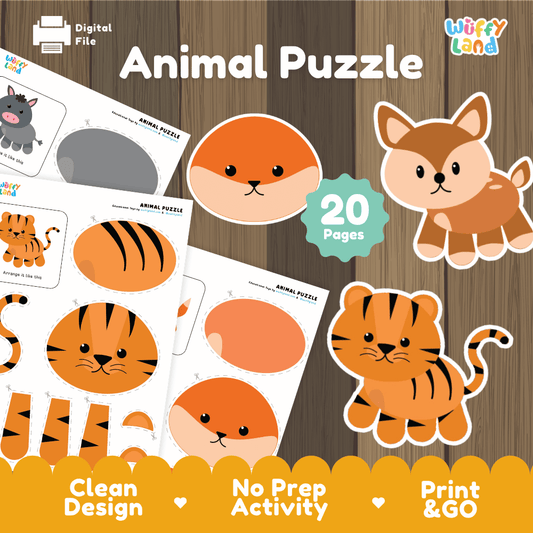 Animal Puzzle – Tiger & Deer Cut and Match Activity