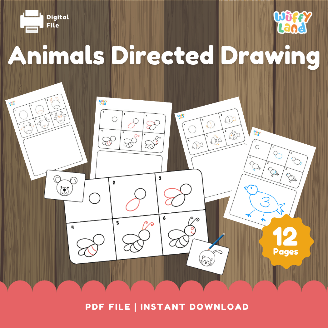 Animals Directed Drawing Worksheets | Step-by-Step Drawing Fun for Kids | Printable PDF