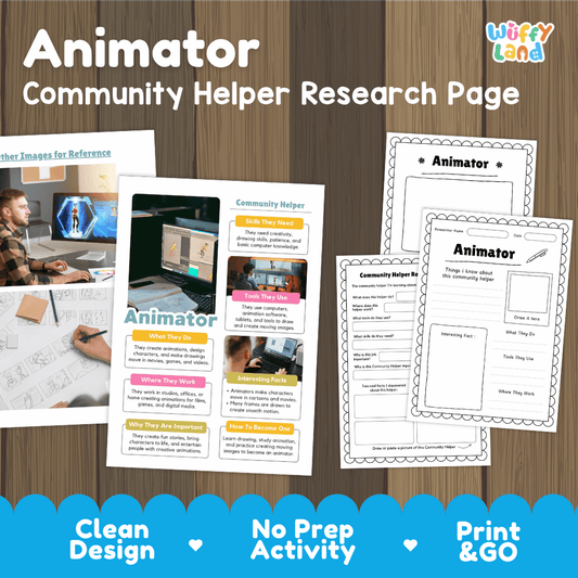 Animator Community Helper Research Pages and Worksheets